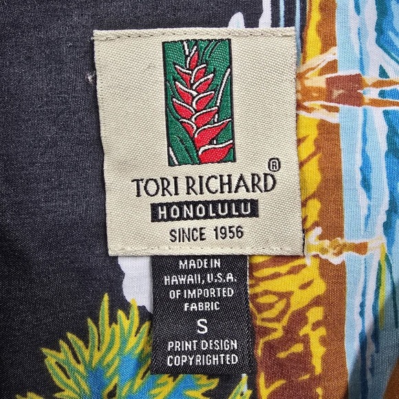 Tori Richard Shirt Mens Small Sleeve Tropical Hawaiian Longboard Button Up READ - Picture 3 of 14